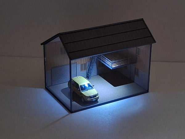 1:43 Scale Diorama Model Car Display Case – Warehouse / Auto Garage Scene