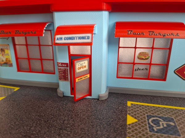 1:64 Scale American Diner Diorama Kit Restaurant Display Fast Food Building