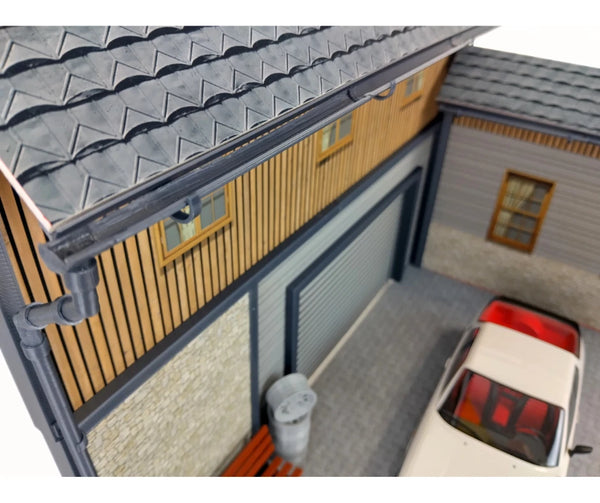 Realistic Model Car Auto Garage 1:18 Scale House Front Diorama Kit Display Scene