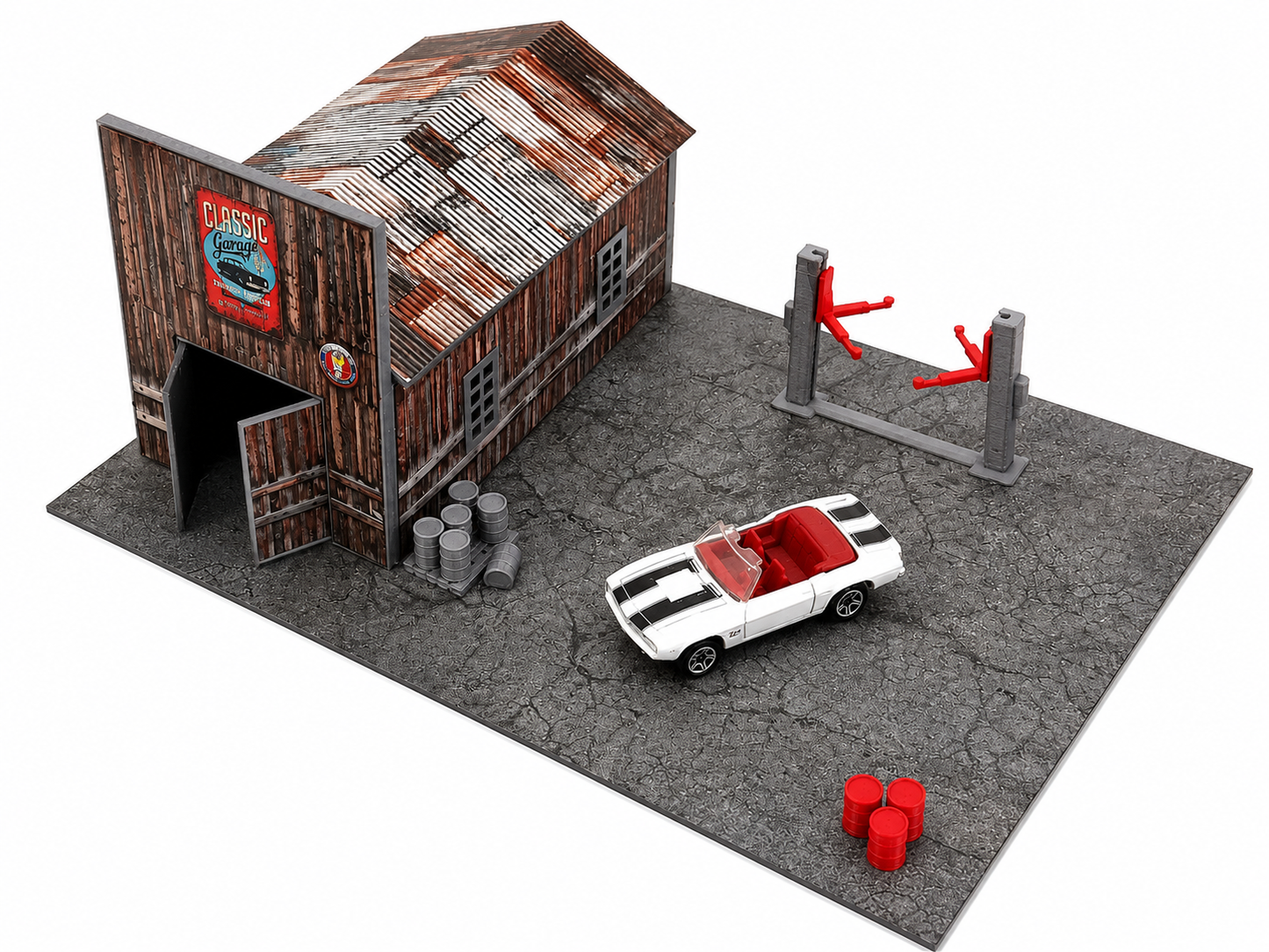 Scale 1:60–1:64 Auto Service Garage Diorama Car Garage Display Diecast Cars Miniature