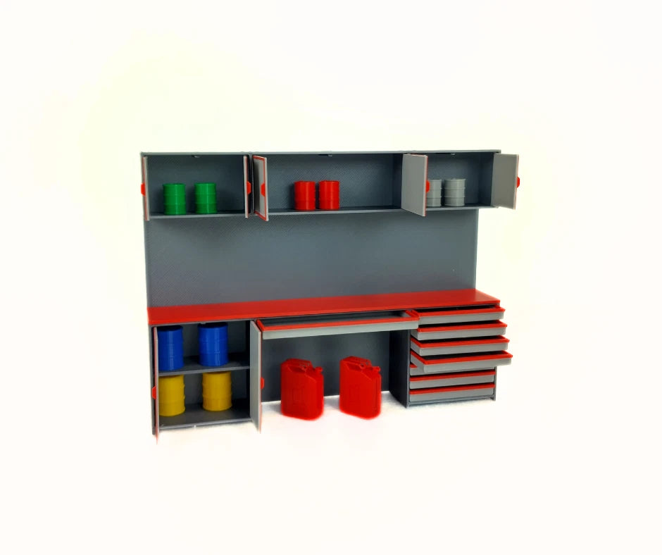 1:18 Scale Tool Cabinet with Accessories – Model Car Garage Diorama Equipment