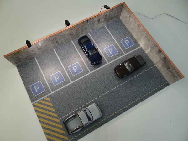 Parking lot Car park diorama with LED lights Scale 1:43 Model car display PVC