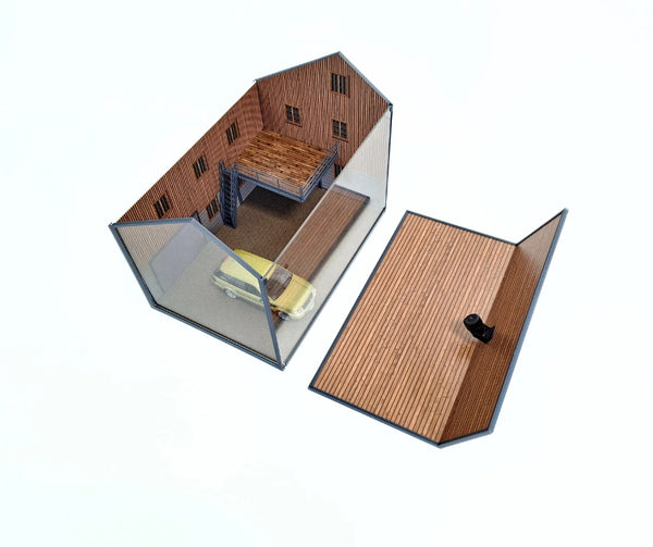 1:43 Scale Diorama Model Car Display Case – Warehouse / Auto Garage Scene