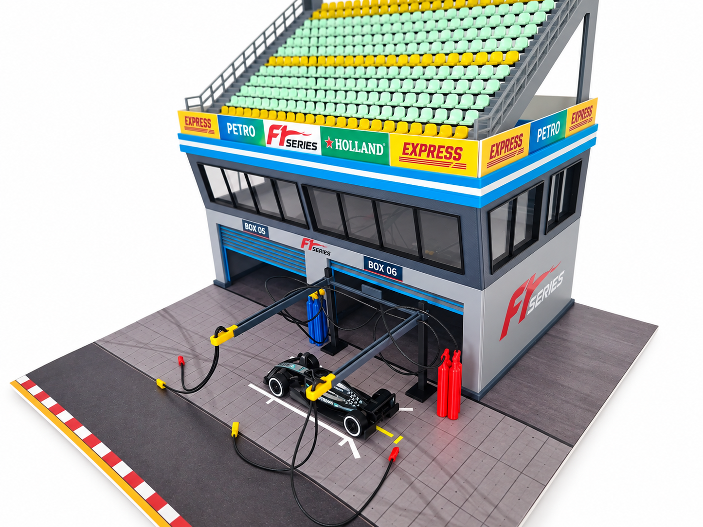 1:64 Scale Diorama City Pit Stop Garage Building Set – Model Car Racing Display