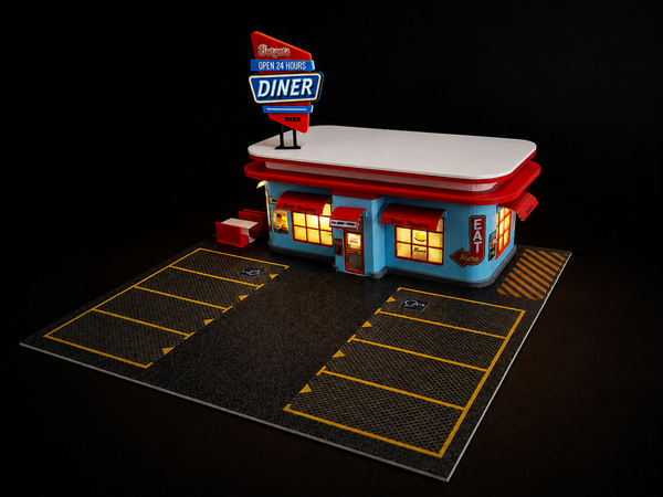 Premium plastic 1:64 scale American diner model building kit