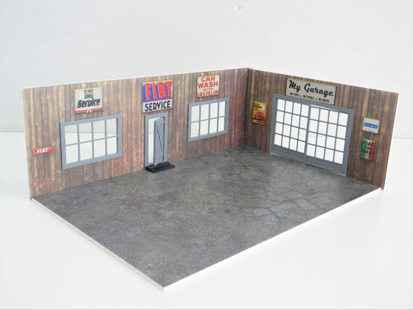 Scale 1:43 Diorama wooden service garage Model car display Diorama model kit