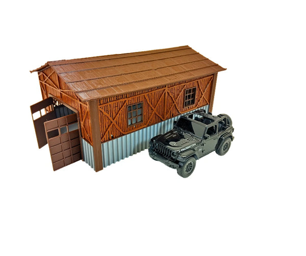 Country Barn Scale 1:43 Diorama Building Model - Miniature Car Display Decor