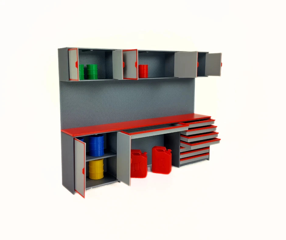 1:18 Scale Tool Cabinet with Accessories – Model Car Garage Diorama Equipment
