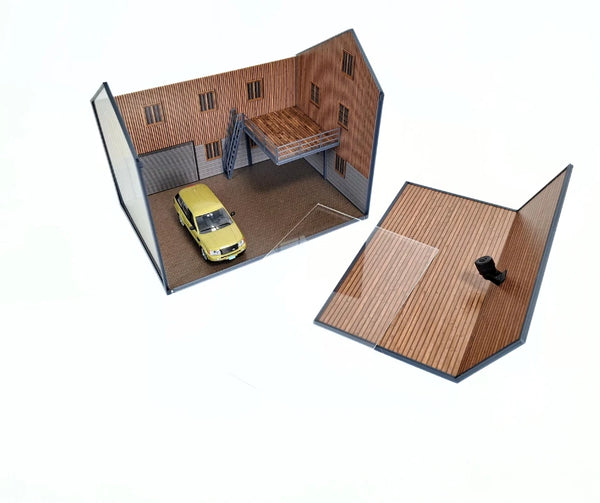 1:43 Scale Diorama Model Car Display Case – Warehouse / Auto Garage Scene
