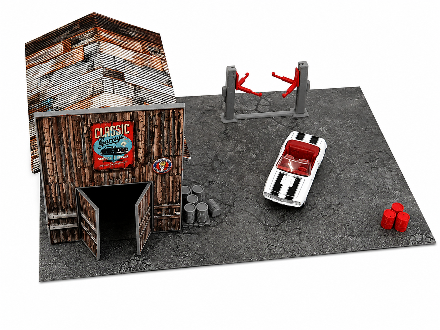 Scale 1:60–1:64 Auto Service Garage Diorama Car Garage Display Diecast Cars Miniature