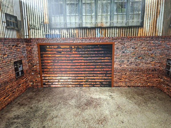 1:18 Scale Industrial Garage Diorama Display – Urban Brick Workshop Scene 1/18
