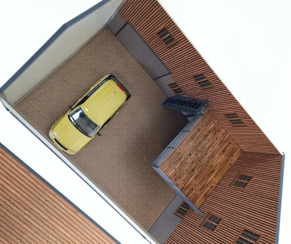 1:43 Scale Diorama Model Car Display Case – Warehouse / Auto Garage Scene