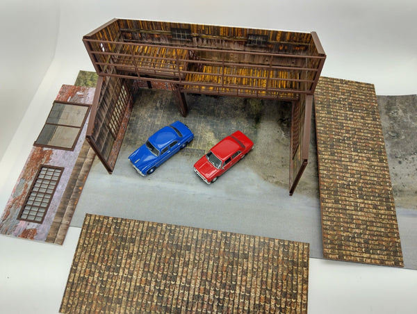 Industrial garage building LED Lights model cars display - diorama Scale 1:43