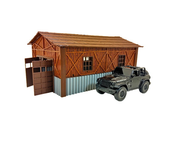 Country Barn Scale 1:43 Diorama Building Model - Miniature Car Display Decor