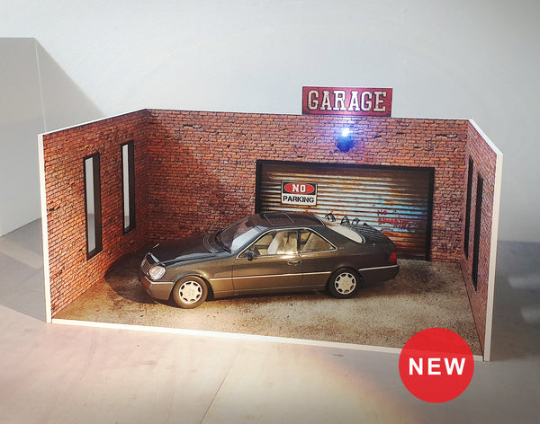 Brick car service garage 1/18 Diorama model kit Auto models display Scale 1:18