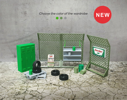Diorama car garage props set. Scale 1:24.