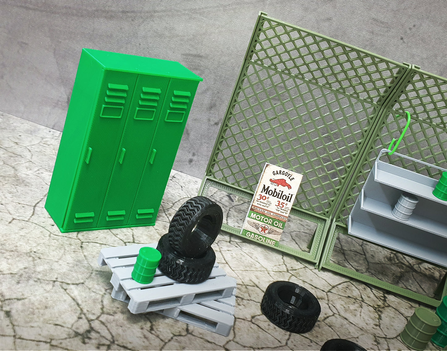 Diorama car garage props set. Scale 1:24.