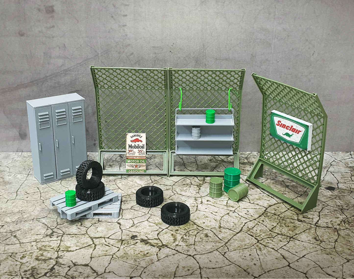 Diorama car garage props set. Scale 1:24.