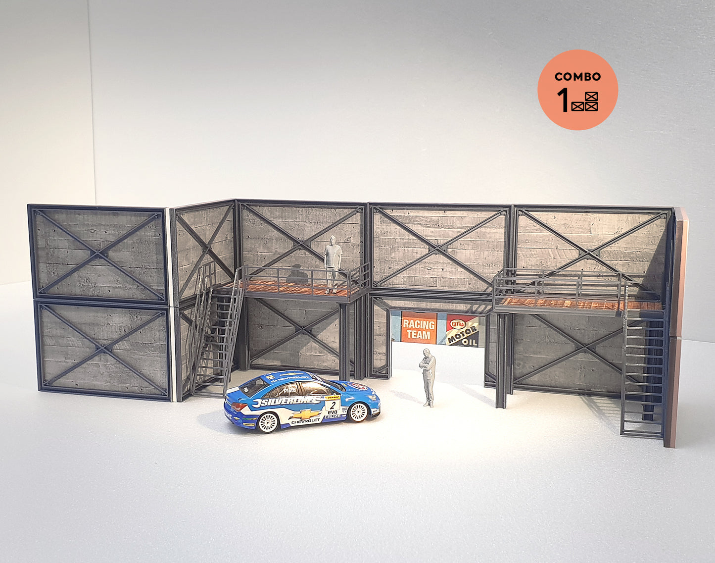 Concrete modular garage Diorama model kit Scale 1:43 Car models display Size 1/43