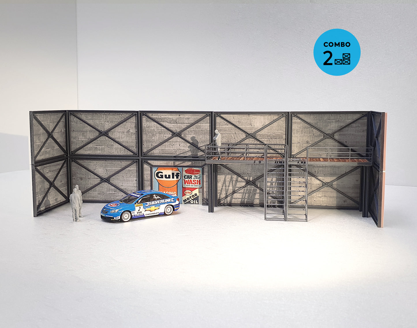 Concrete modular garage Diorama model kit Scale 1:43 Car models display Size 1/43