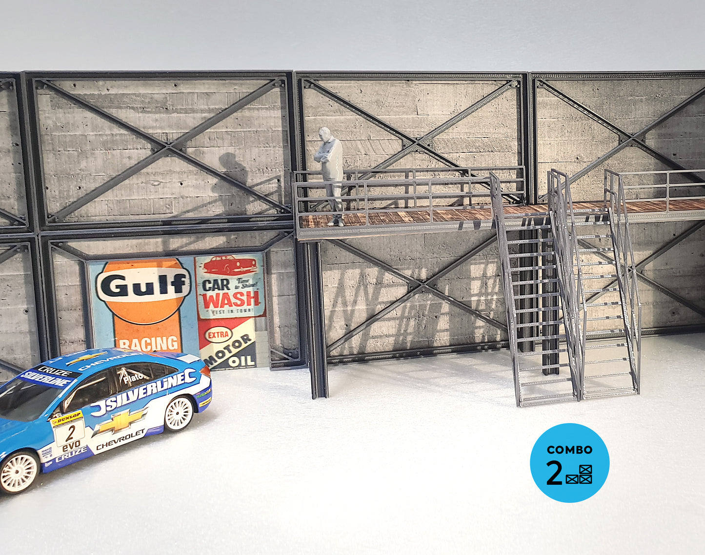 Concrete modular garage Diorama model kit Scale 1:43 Car models display Size 1/43