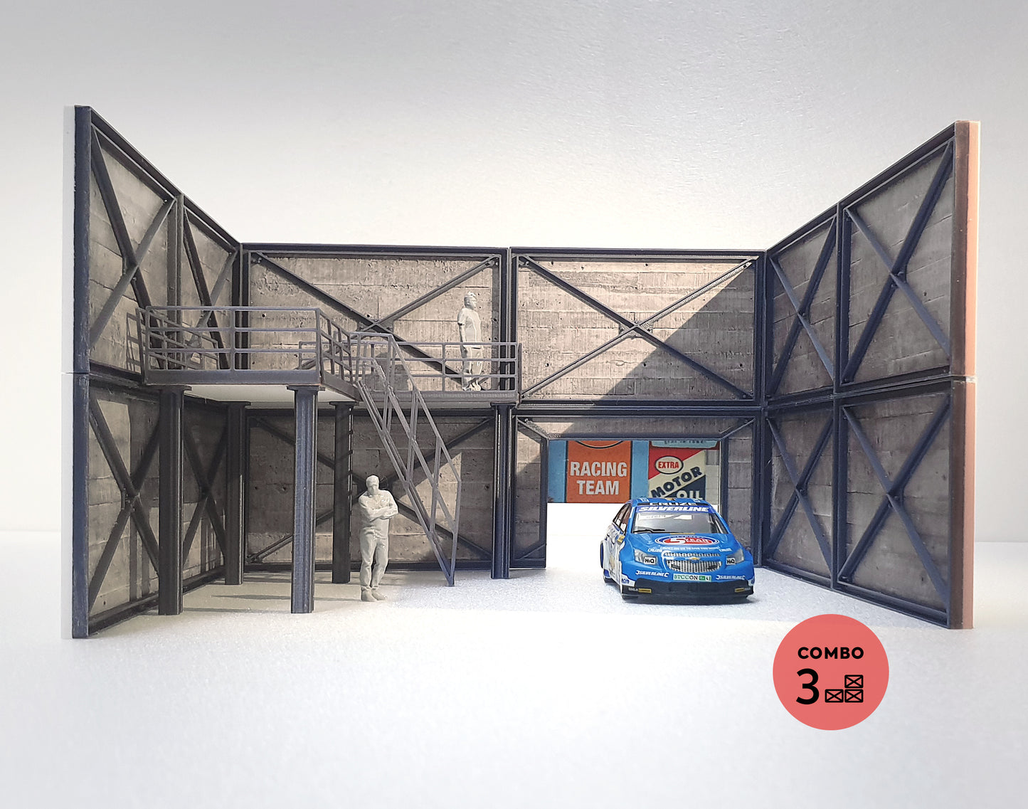 Concrete modular garage Diorama model kit Scale 1:43 Car models display Size 1/43