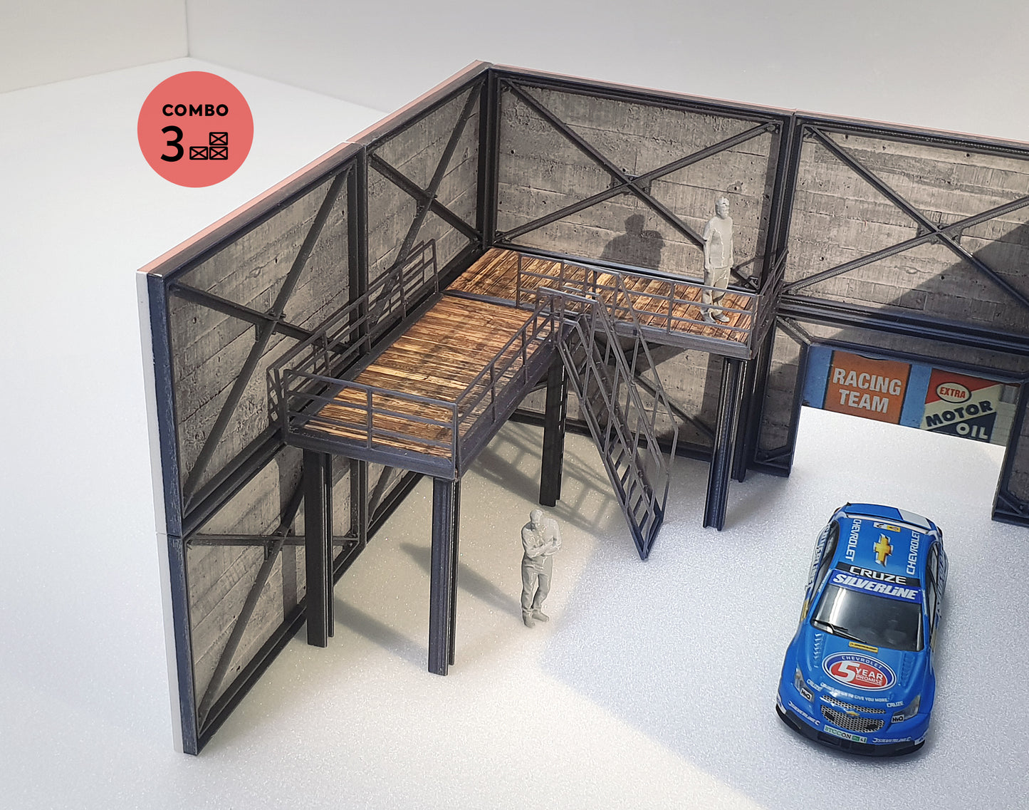 Concrete modular garage Diorama model kit Scale 1:43 Car models display Size 1/43