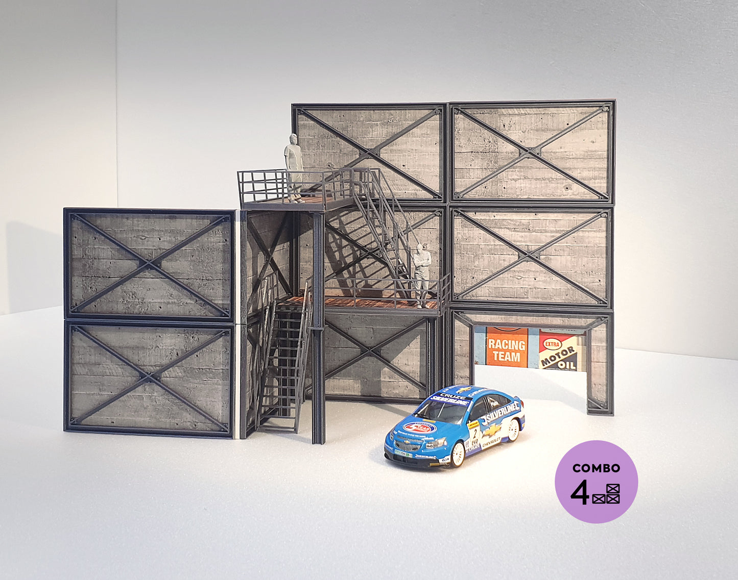 Concrete modular garage Diorama model kit Scale 1:43 Car models display Size 1/43