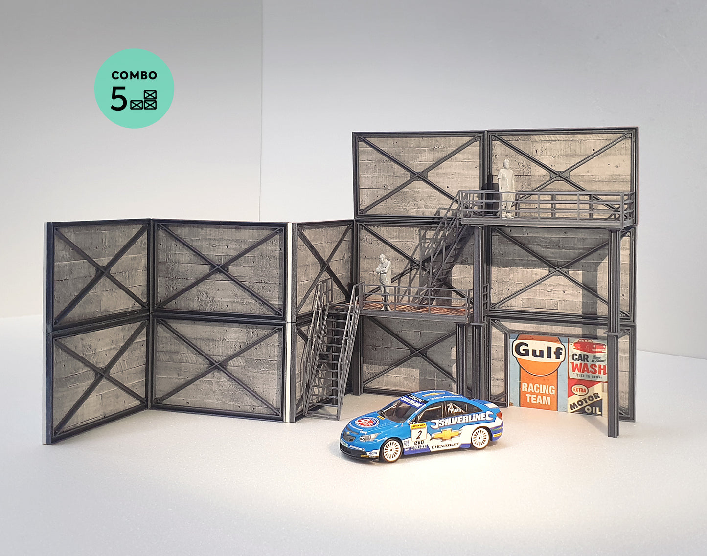 Concrete modular garage Diorama model kit Scale 1:43 Car models display Size 1/43