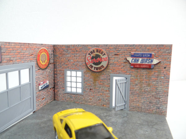diorama brick garage miniature model