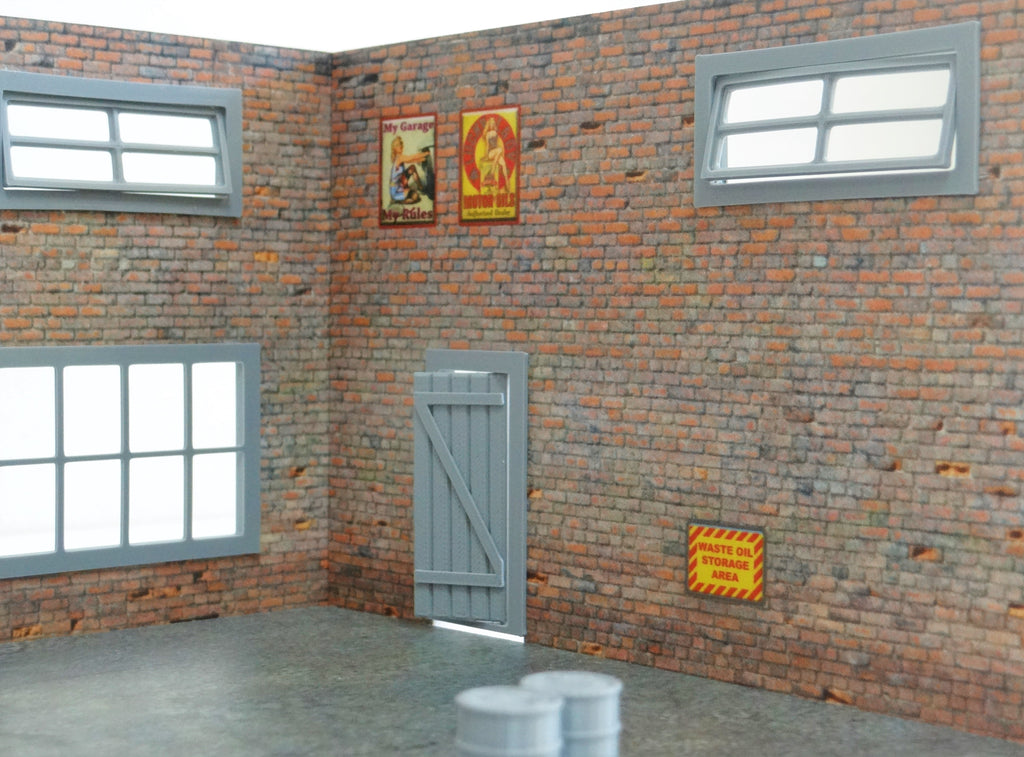 Scale 1:43 Two-floor Brick Garage Diorama Model Kit With Furniture
