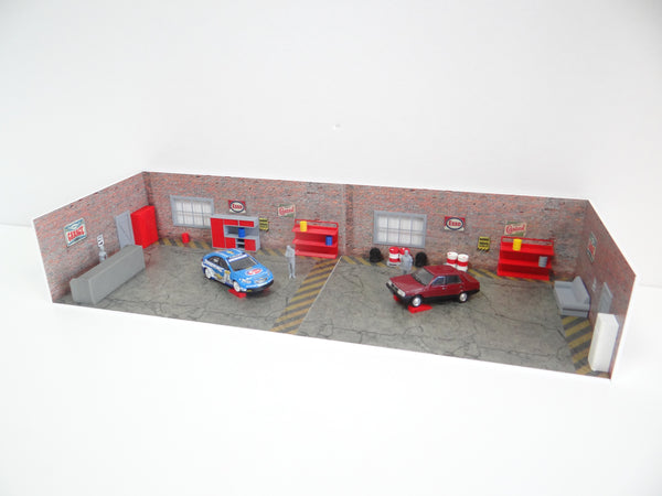 Big brick garage Auto service diorama model kit Car models display Scale 1:43