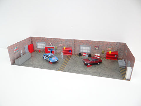 Big brick garage Auto service diorama model kit Car models display Scale 1:43