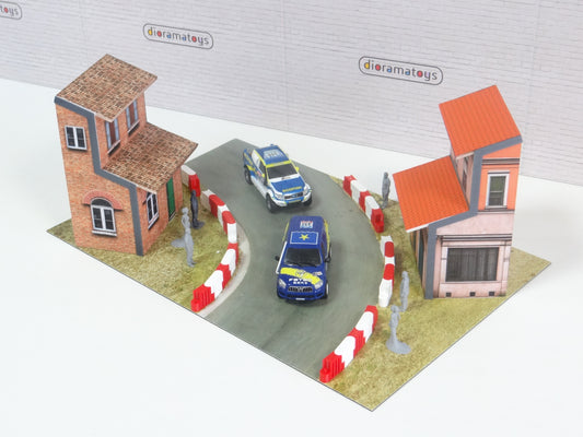 Desert road race diorama Rally track scene Scale 1:43 Car models display 1/43