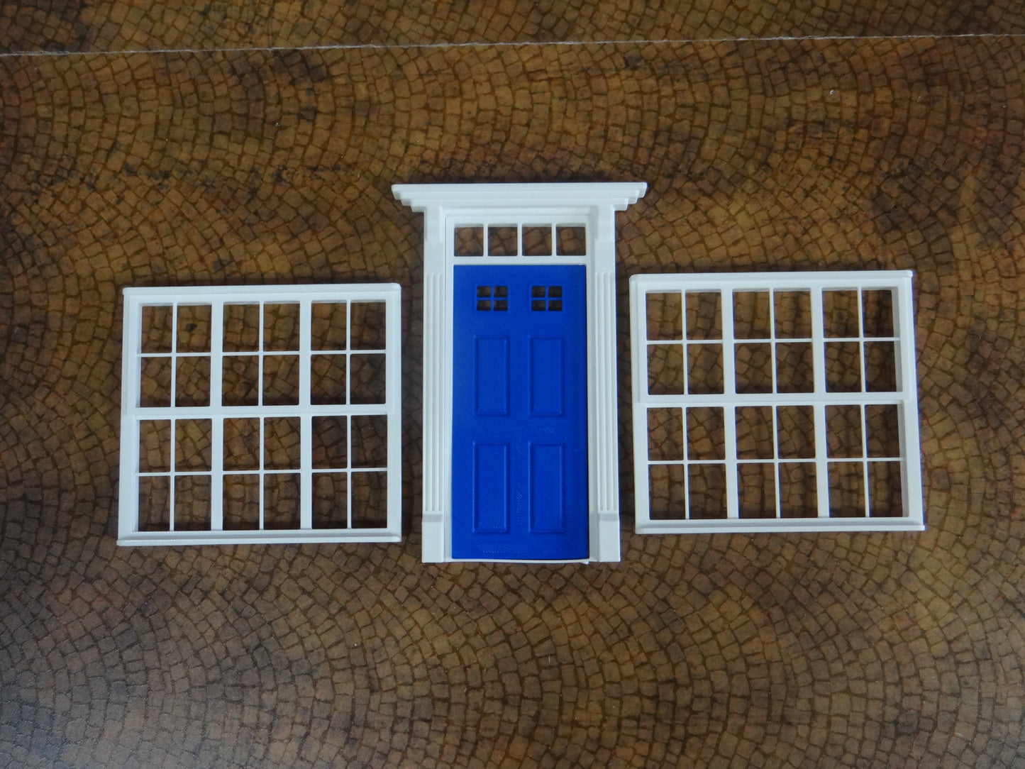 Entry door and windows Size 1/18 Diorama house building making parts 1:18 scale