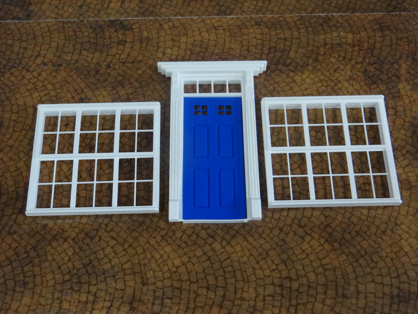 Entry door and windows Size 1/18 Diorama house building making parts 1:18 scale
