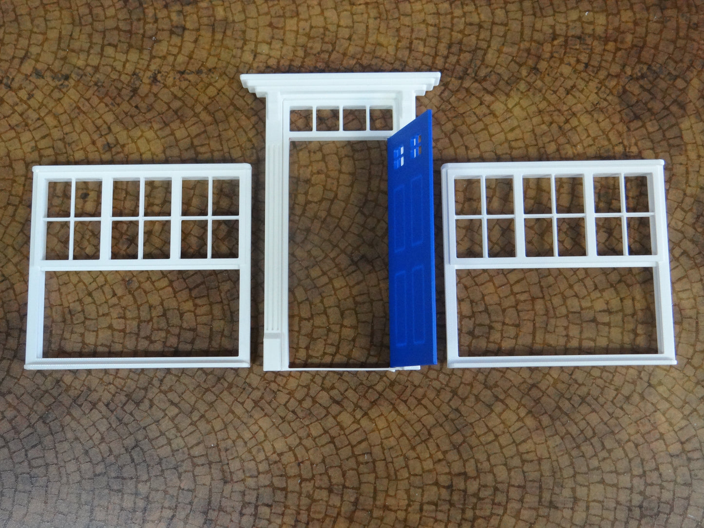 Entry door and windows Size 1/18 Diorama house building making parts 1:18 scale