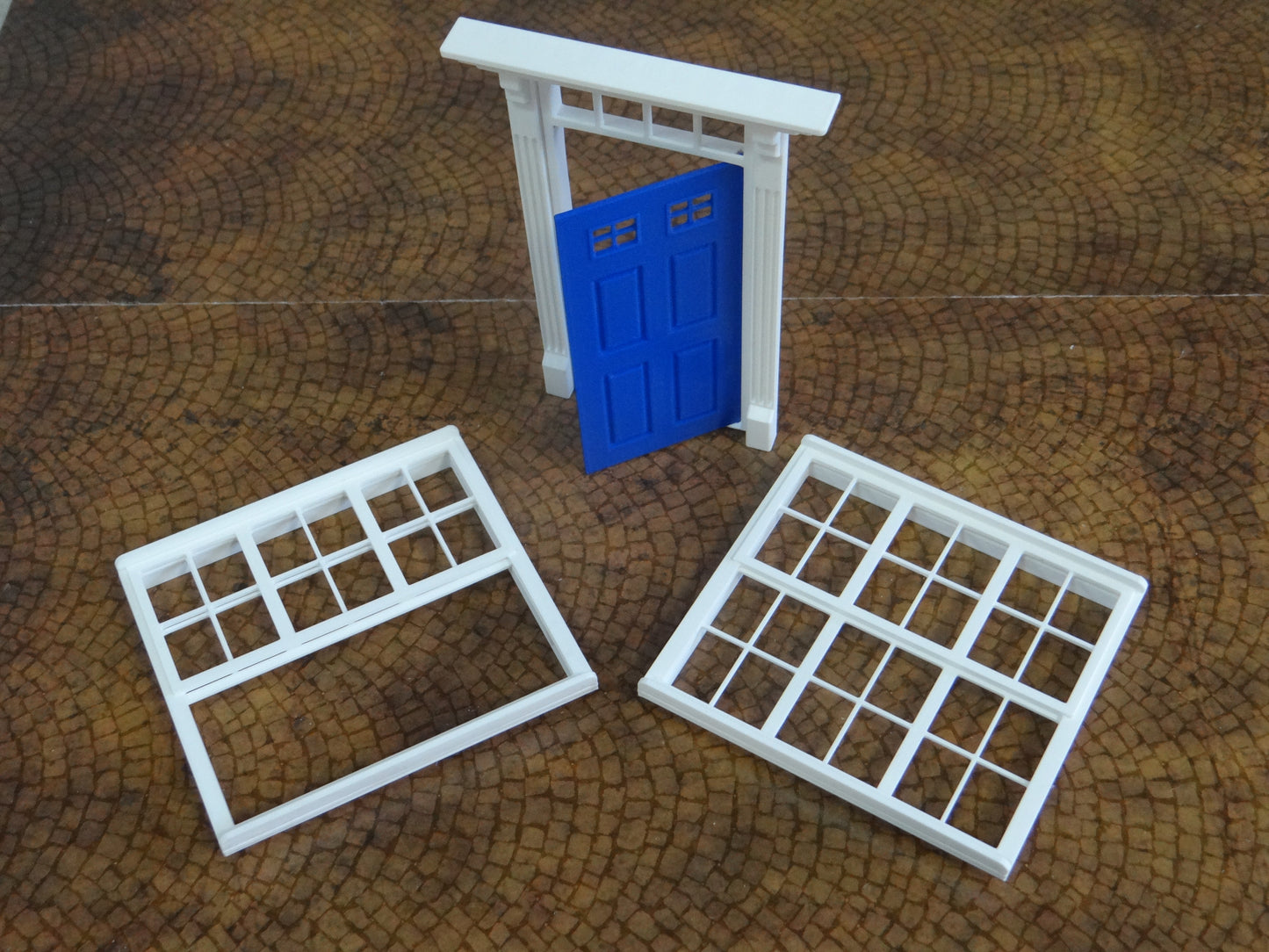 Entry door and windows Size 1/18 Diorama house building making parts 1:18 scale