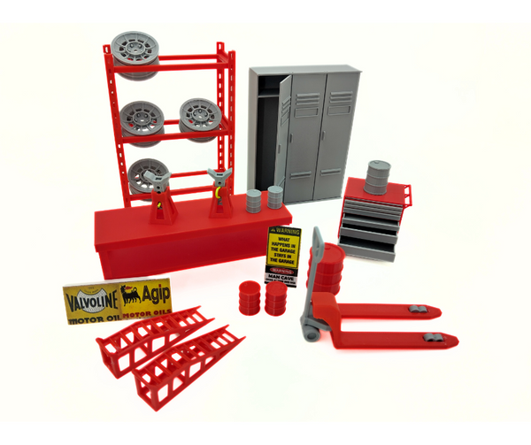 Full 1:18 scale garage accessories for detailed model displays