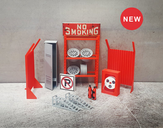 Service garage equipment with fire hose cabinet. Scale 1:18.