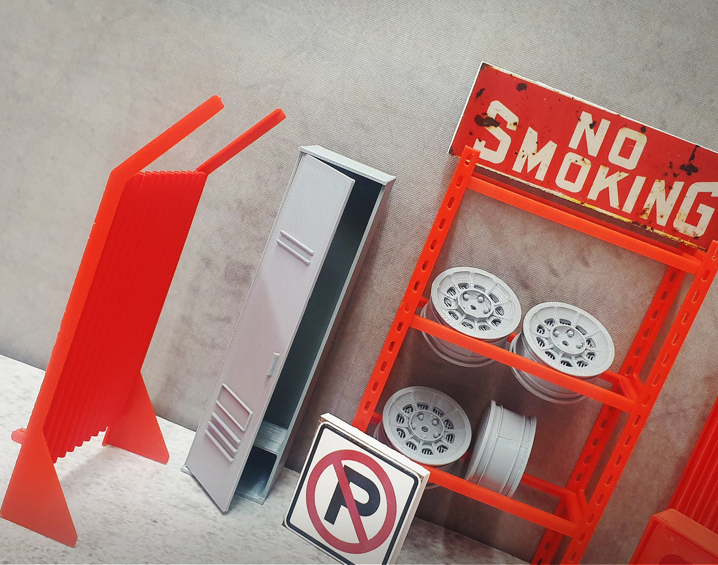 Service garage equipment with fire hose cabinet. Scale 1:18.