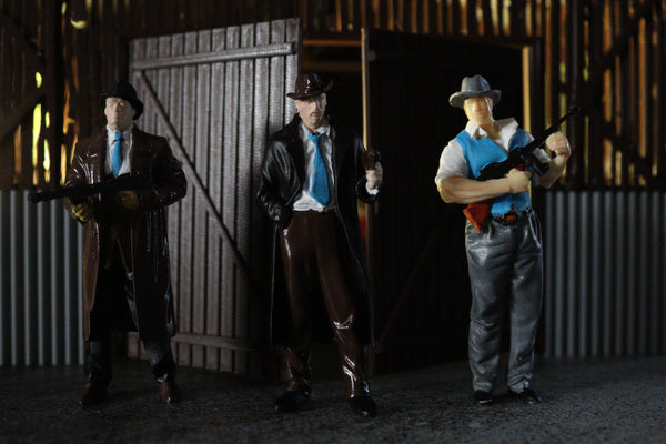 1:18 Mobster Figures – Set of 3 Gangster Miniatures Diorama Accessory SIZE 1/18