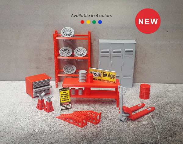 Service garage equipment with fire hose cabinet. Scale 1:18.
