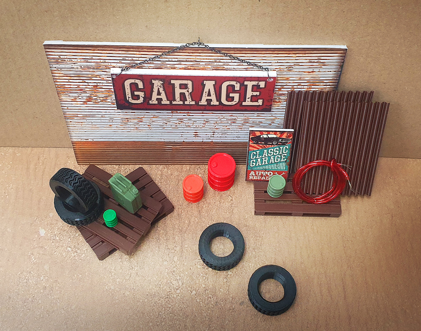 Garage decoration set. Scale 1:18.