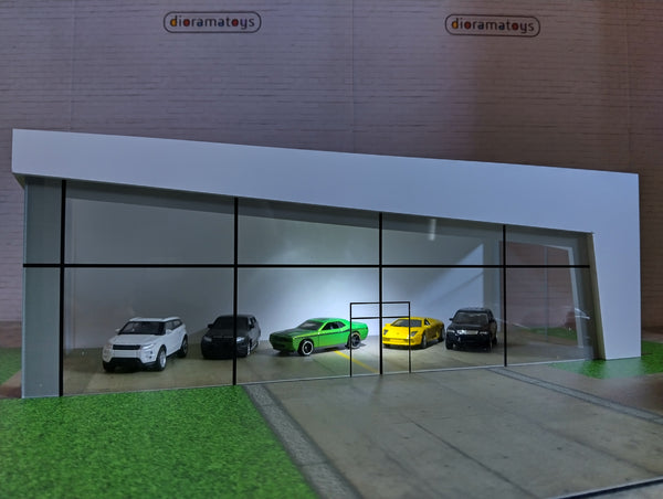 Luxury cars showroom with LED lights Scale 1:60-1:64 Diorama model kit