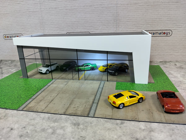 Luxury cars showroom with LED lights Scale 1:60-1:64 Diorama model kit