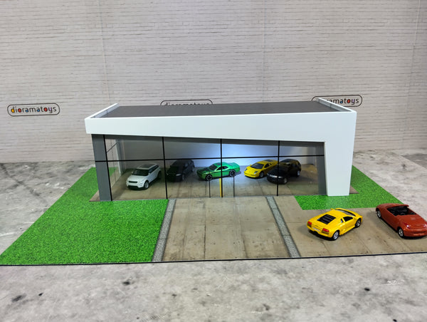 Luxury cars showroom with LED lights Scale 1:60-1:64 Diorama model kit