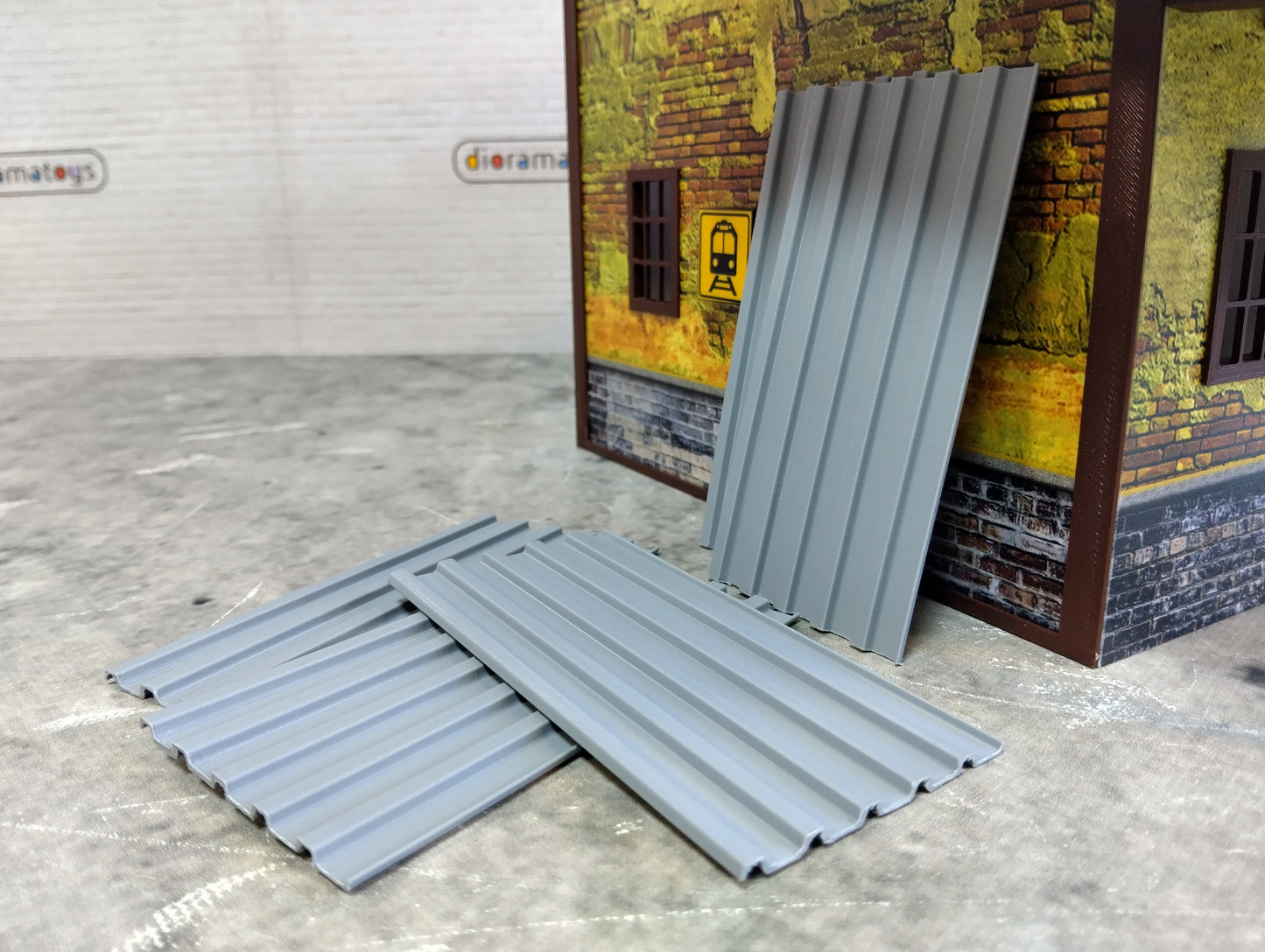 Corrugated roofing sheets 1/18 scale Diorama building parts Metal roof panels