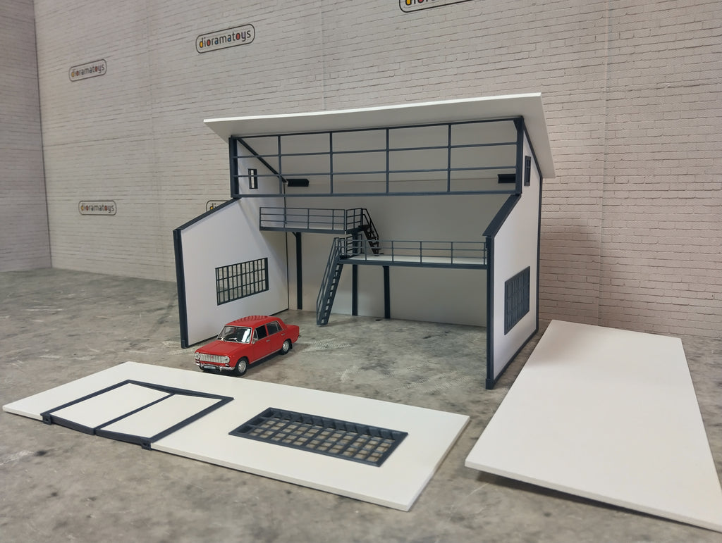 Model Car Display Building DIY Auto garage building 1/43 Model cars display Diorama model kit Sca ...