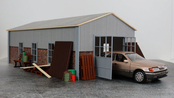 Hangar-Barn Garage Diorama Kit for Model Car Display Building 1:24 Scale 1/24